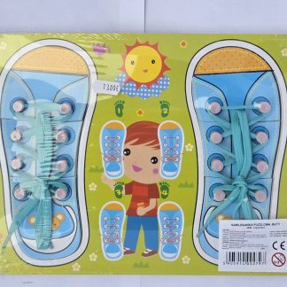 Drvena slagalica za vezanje - plava