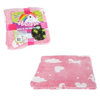 Plišana deka Unicorn  koja svijetli u mraku - 100 x 150 cm